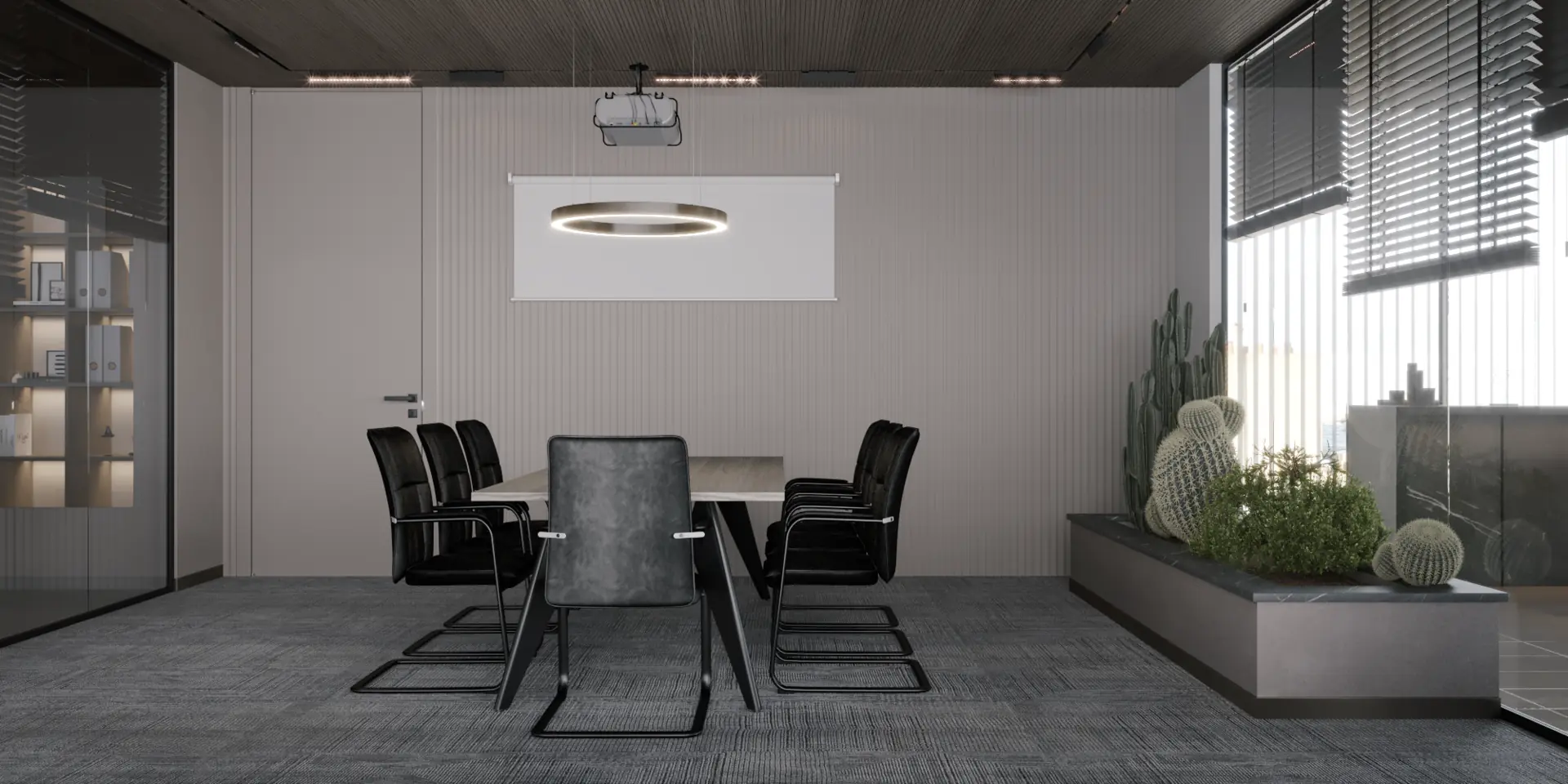 Corporate meeting room with integrated planting